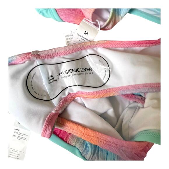 NEW Cupshe SWIMSUIT Womens MED Cotton Candy Tie Dye 2-Piece Bikini Set Mid Rise - Picture 9 of 13